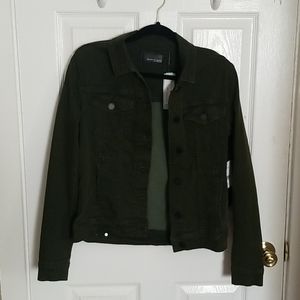Olive Green Stretch Denim Jacket